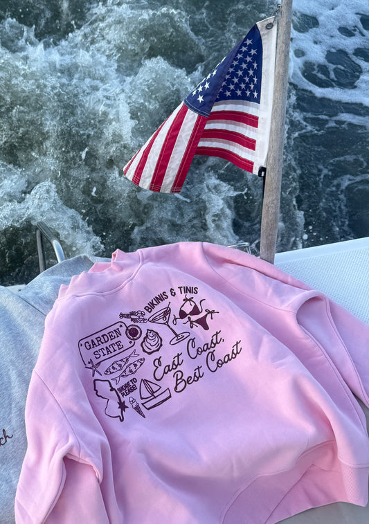 Pink Jersey Shore Summer Collage Mockneck