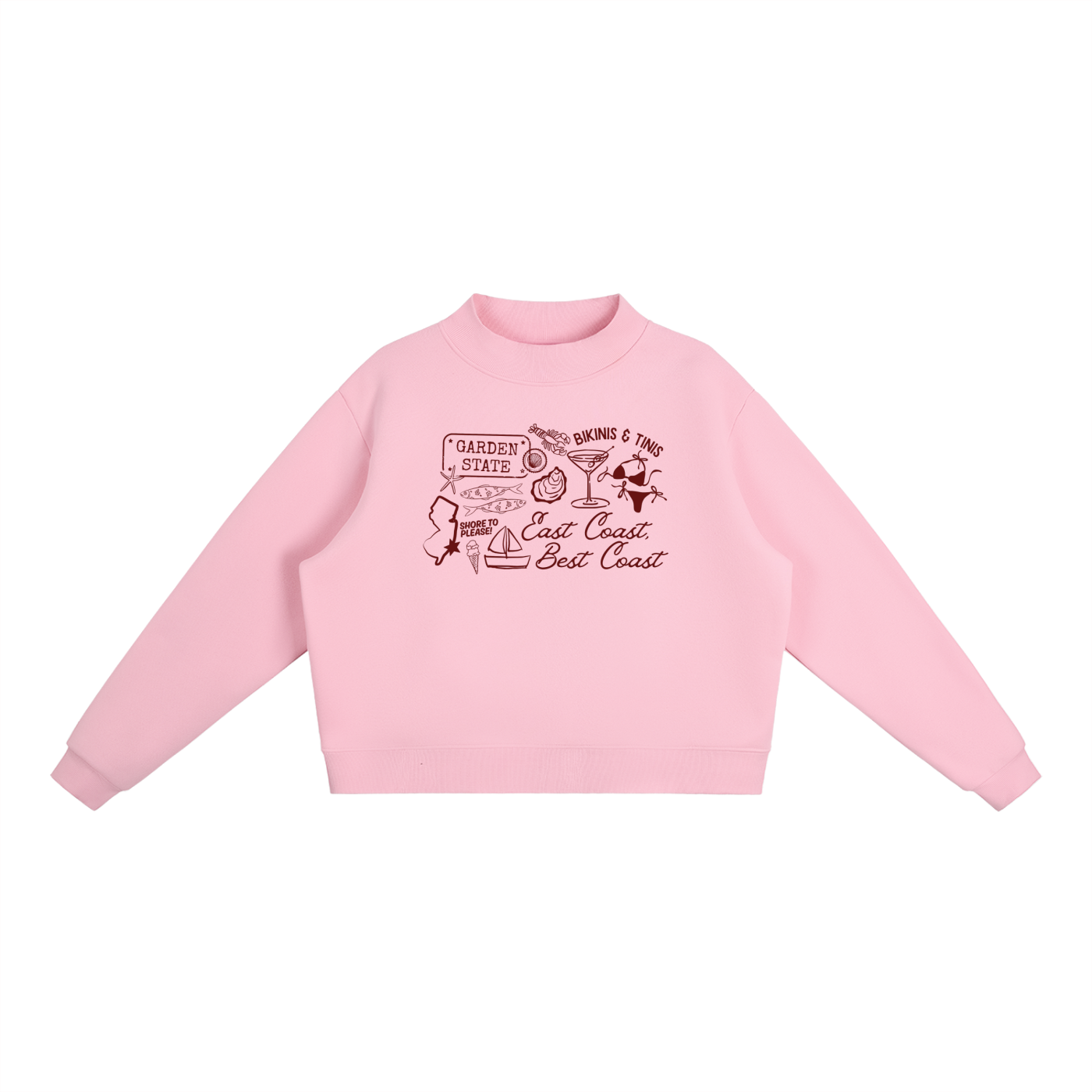 Pink Jersey Shore Summer Collage Mockneck