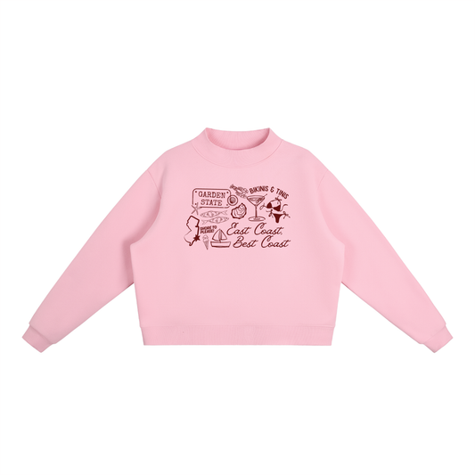 Pink Jersey Shore Summer Collage Mockneck